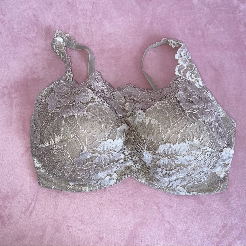 New Soma Lace Cami Bra 32DD 32E Lace Full Coverage Underwire Multi Way Grey Gray